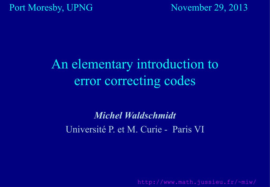 PPT - An elementary introduction to error correcting codes PowerPoint ...