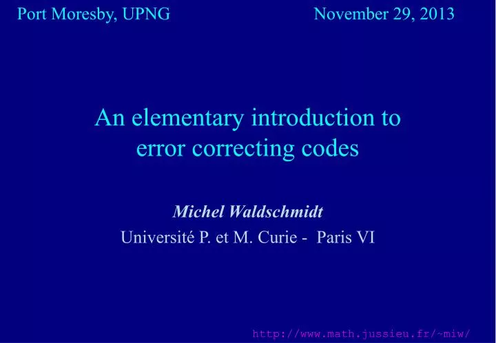 an elementary introduction to error correcting codes