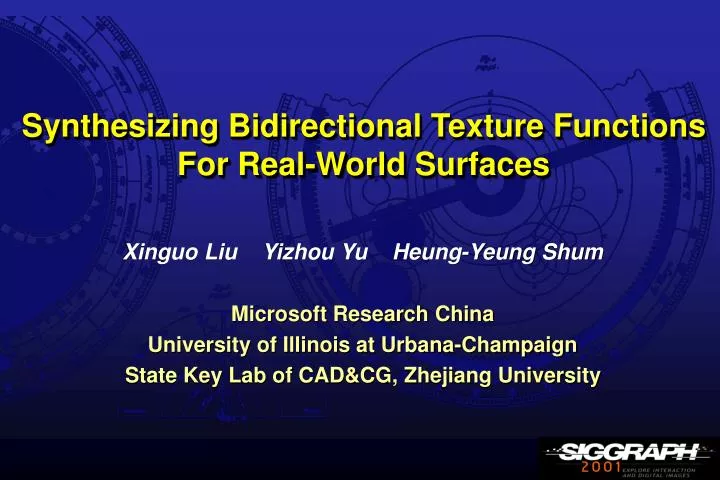 synthesizing bidirectional texture functions for real world surfaces