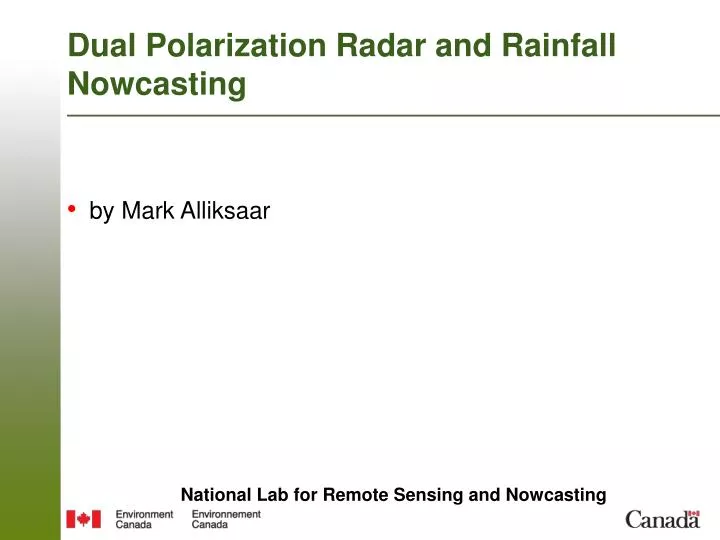 dual polarization radar and rainfall nowcasting