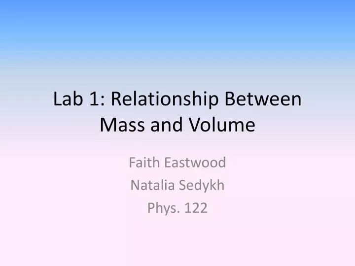 lab 1 relationship between mass and volume