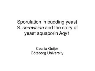Sporulation in budding yeast S. cerevisiae and the story of yeast aquaporin Aqy1