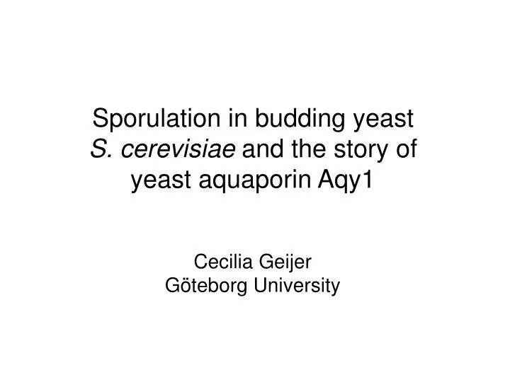 sporulation in budding yeast s cerevisiae and the story of yeast aquaporin aqy1