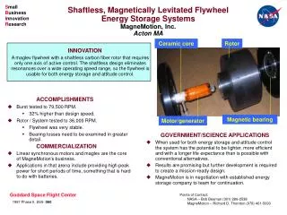 Shaftless, Magnetically Levitated Flywheel Energy Storage Systems MagneMotion, Inc. Acton MA
