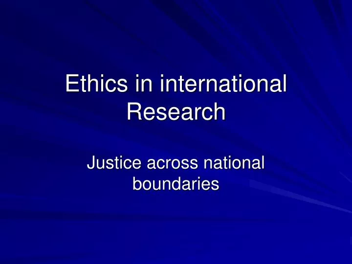 ethics in international research