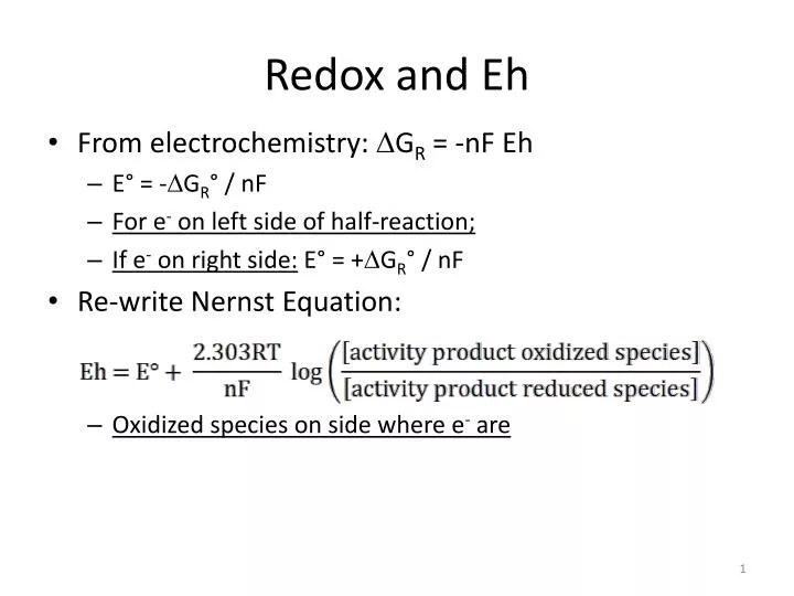 redox and eh