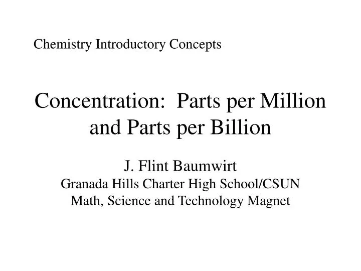 concentration parts per million and parts per billion