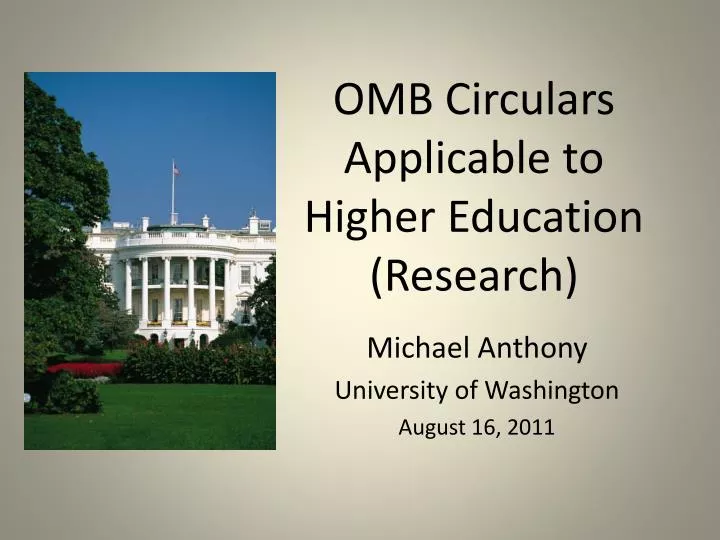 omb circulars applicable to higher education research