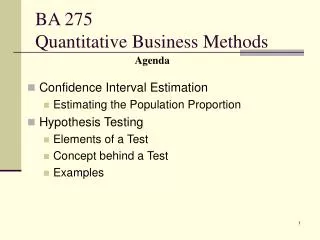 BA 275 Quantitative Business Methods