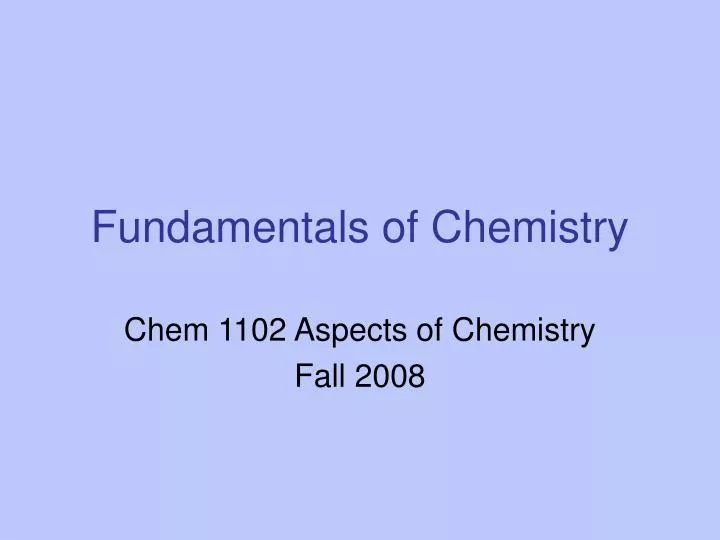 fundamentals of chemistry