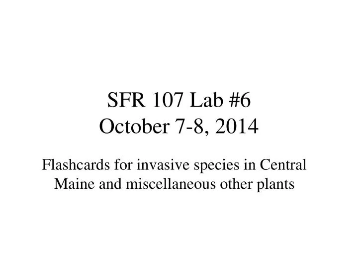 sfr 107 lab 6 october 7 8 2014