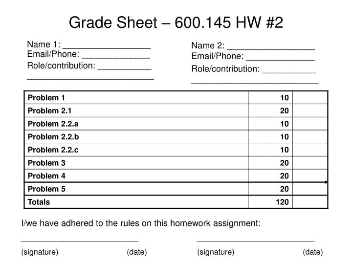 grade sheet 600 145 hw 2