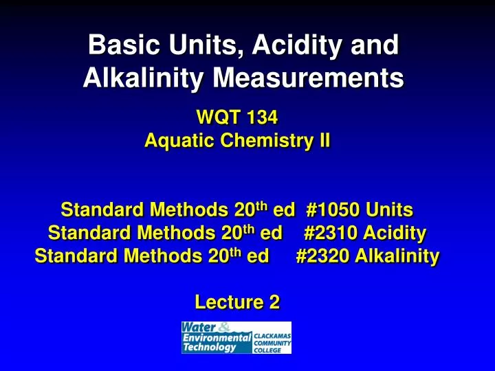 basic units acidity and alkalinity measurements