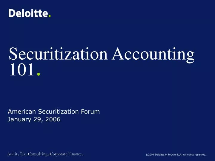 securitization accounting 101