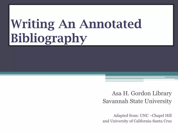 writing an annotated bibliography