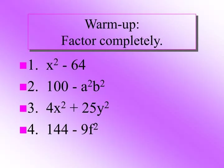 warm up factor completely