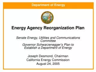 Energy Agency Reorganization Plan