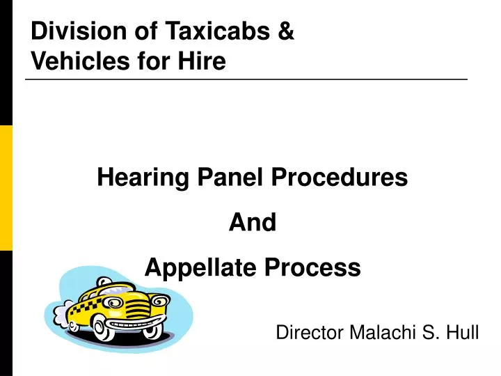 division of taxicabs vehicles for hire