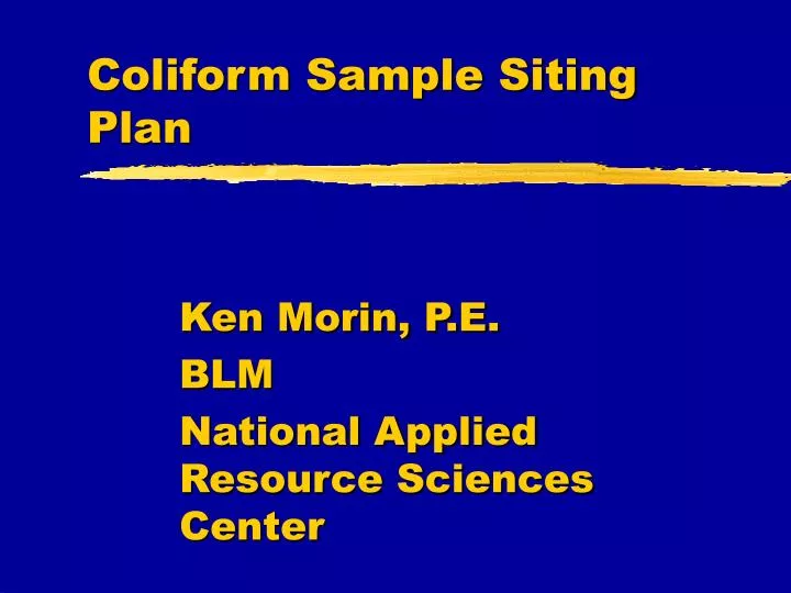 coliform sample siting plan