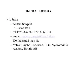 IET 065 - Logistik 2