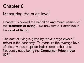 Chapter 6 Measuring the price level