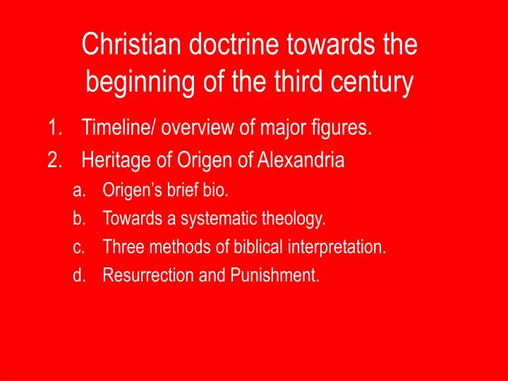 christian doctrine towards the beginning of the third century