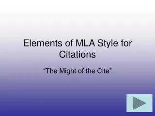 Elements of MLA Style for Citations