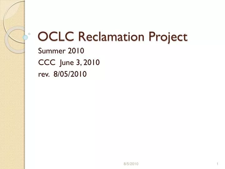 oclc reclamation project