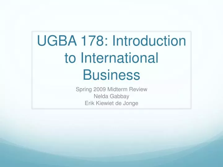 ugba 178 introduction to international business