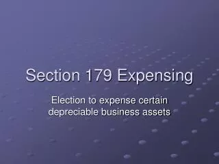 Section 179 Expensing