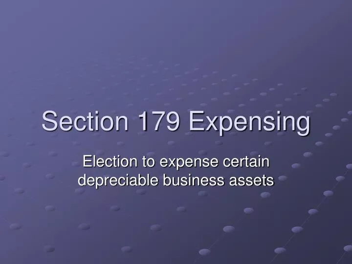 section 179 expensing