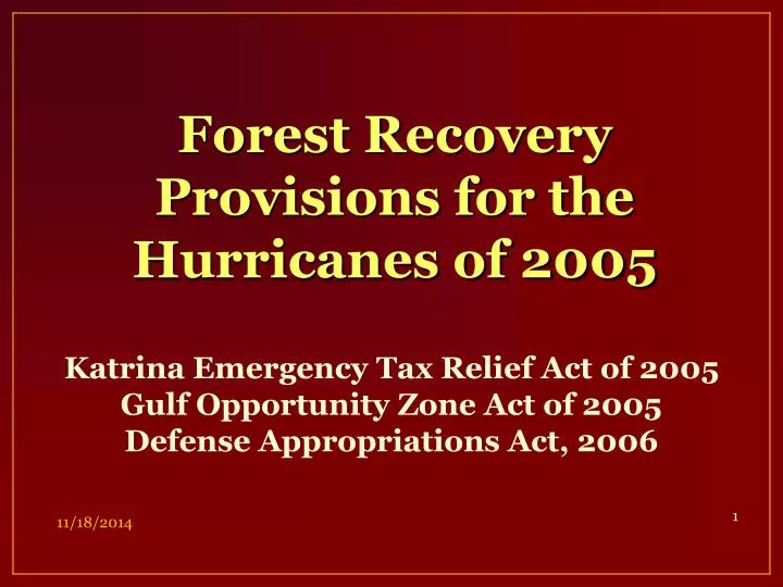 forest recovery provisions for the hurricanes of 2005