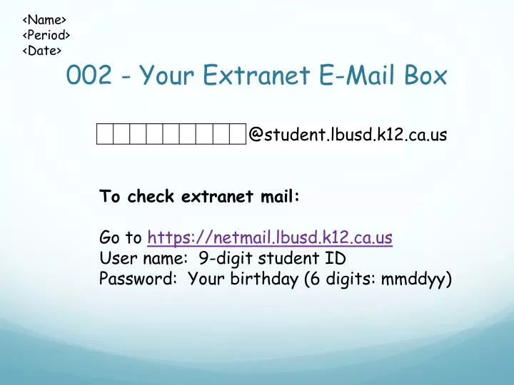 002 your extranet e mail box