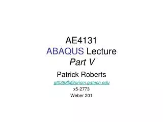 AE4131 ABAQUS Lecture Part V