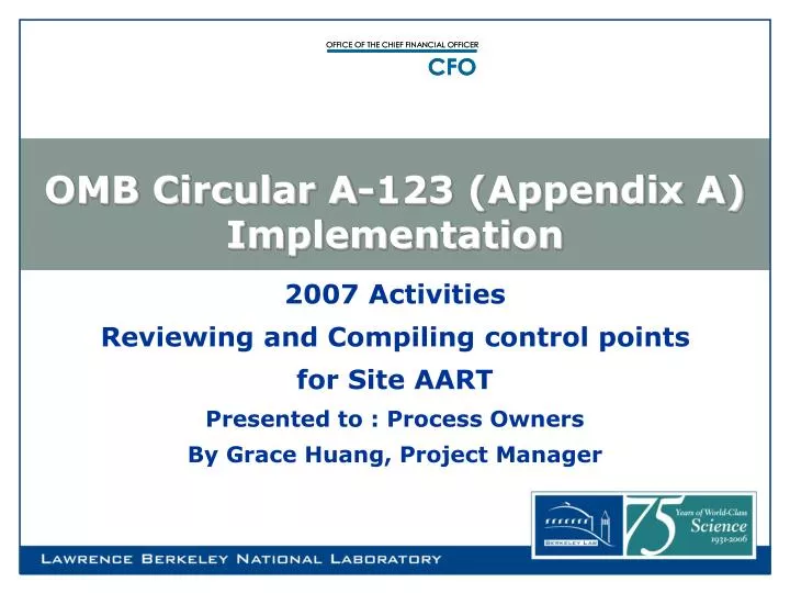 omb circular a 123 appendix a implementation