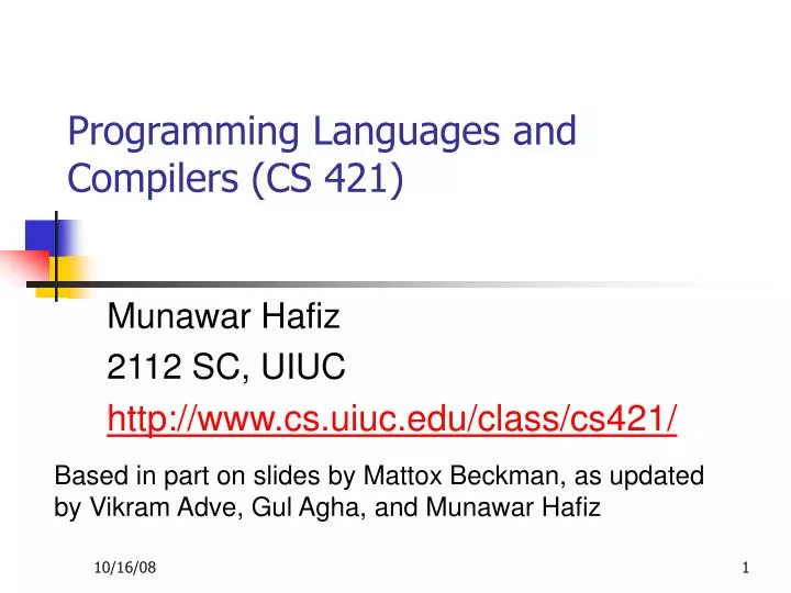 programming languages and compilers cs 421