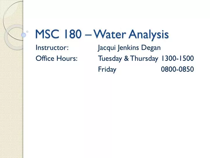msc 180 water analysis