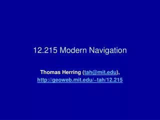 12.215 Modern Navigation