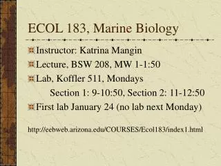 ECOL 183, Marine Biology