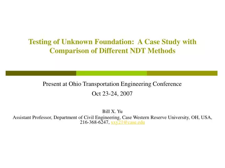 testing of unknown foundation a case study with comparison of different ndt methods