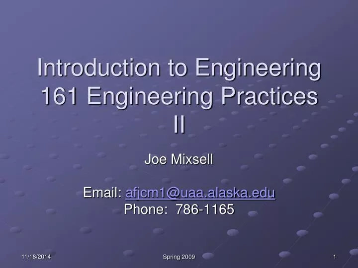introduction to engineering 161 engineering practices ii
