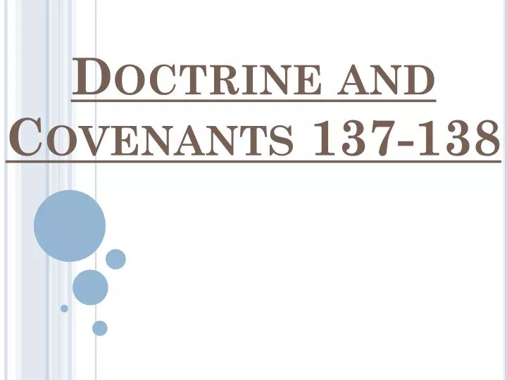 doctrine and covenants 137 138