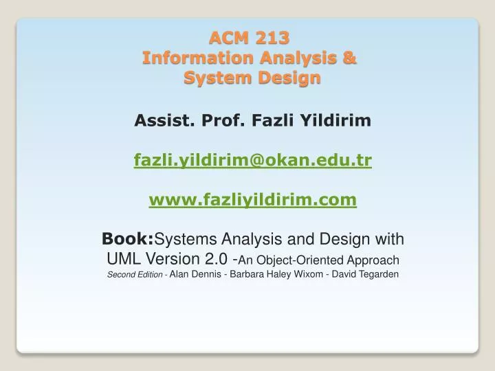 acm 213 information analysis system design