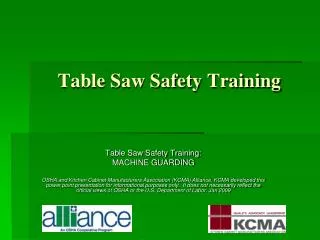 Table Saw Safety Training