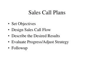 Sales Call Plans