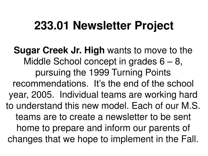 233 01 newsletter project