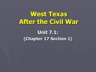 West Texas After the Civil War