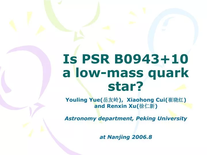 is psr b0943 10 a low mass quark star