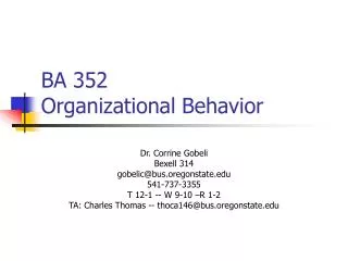 BA 352 Organizational Behavior