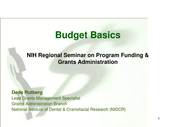 budget basics nih regional seminar on program funding grants administration